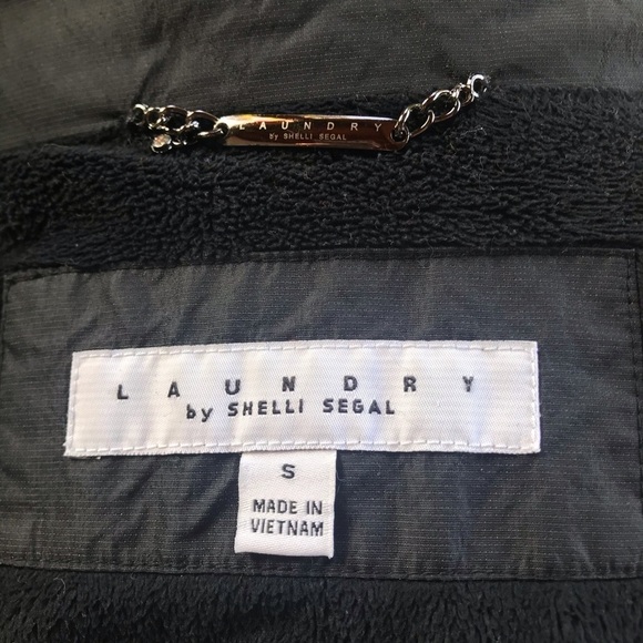 Laundry By Shelli Segal Black Fox Fur Trim hooded Parka Jacket Coat size small - Picture 8 of 10